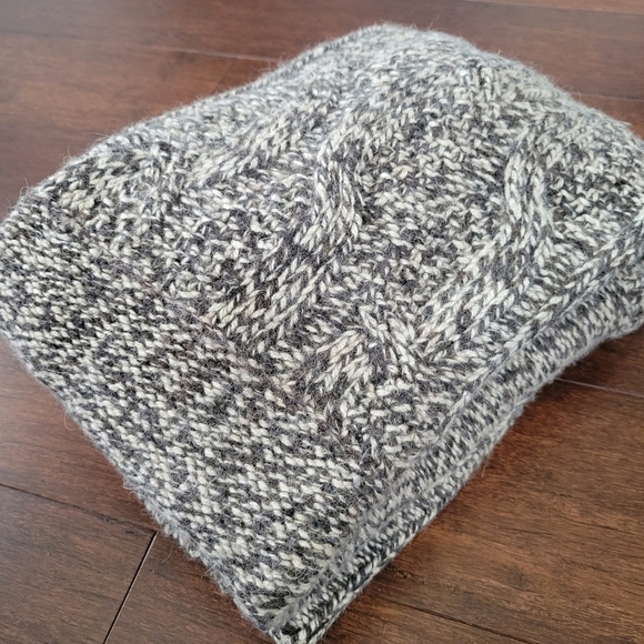 Express Wool Cashmere Blend Cowl Neck Cable Knit Sweater Women's L Brown & Tan - Picture 4 of 7